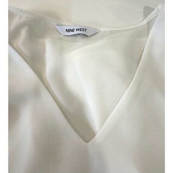 Nine West White Sleeveless V-Neck Blouse – Workwear |Minimalist Tank Size xs - Picture 5 of 5